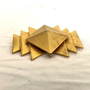 Art Deco Gold Colored Pyramid Brooch